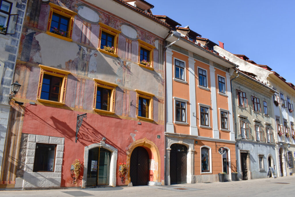 Municipio in Piazza Mestni, Skofja Loka, Slovenia